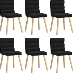 vidaXL Matgrupper>Matstolar 6 st svart tyg