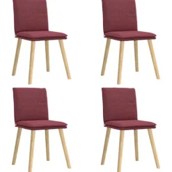 vidaXL Matgrupper>Matstolar 4 st vinröd tyg