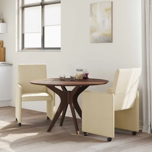 vidaXL Stolar>Matstolar med hjul med hjul 2 pcs Kräm 57 x 66 x 94 cm tyg