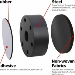 Stolar>Möbelben 3cm kolstål möbelhöjare, kolstål sänghöjare 6cm, möbelhöjare för möbelhöjd 3cm, rund svart