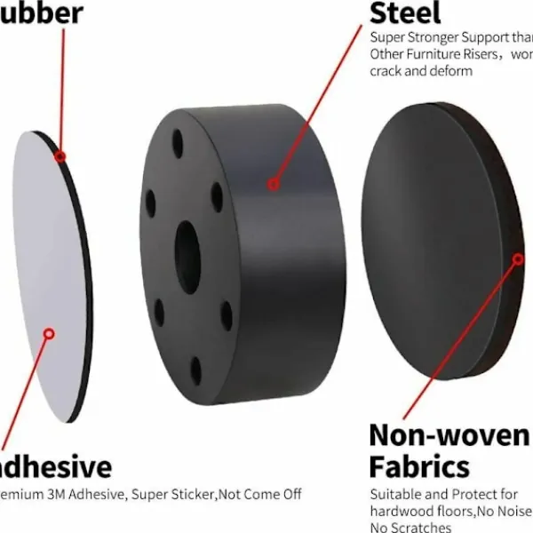 Stolar>Möbelben 3cm kolstål möbelhöjare, kolstål sänghöjare 6cm, möbelhöjare för möbelhöjd 3cm, rund svart