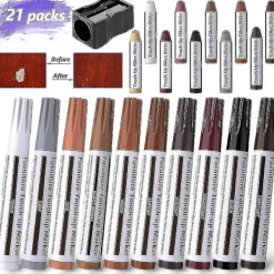 Stolar>Möbelreparationsset, 21-pack träfyllmedel, trälagningspenna, möbelreparationsmarkör och vaxstift med vässarkit