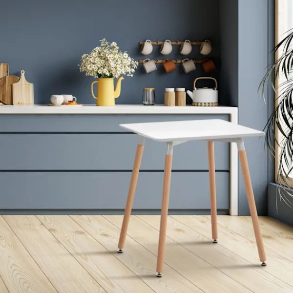BellaFurn Matbord>MDF Köksbord - Matbord - Justerbar stabilitet för ojämna våningar Färg: Vit | Storlek: 60 cm