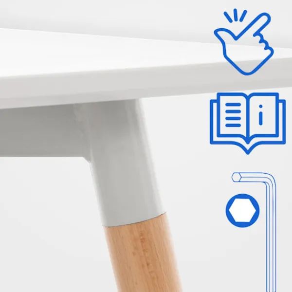 BellaFurn Matbord>MDF Köksbord - Matbord - Justerbar stabilitet för ojämna våningar Färg: Vit | Storlek: 60 cm