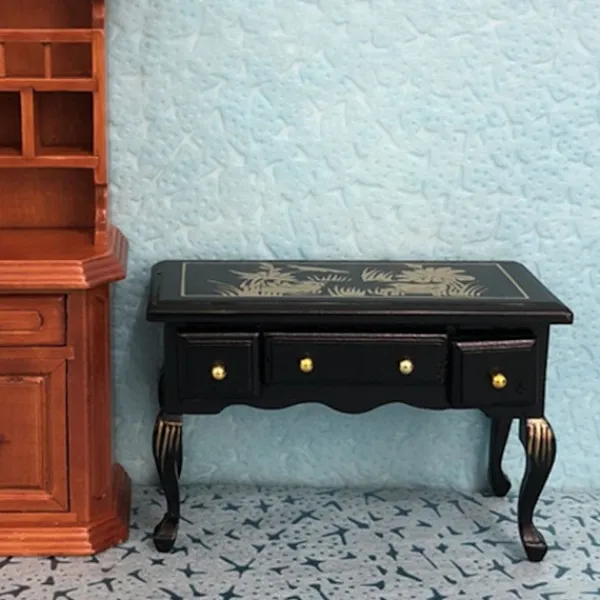 Byråer>Miniatyr Retro Träskrivbordsmodell 1:12 Dockskåpsstudierumstillbehör