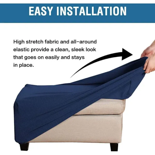 Sittpuffar>Mjuk stretchig fyrkantig sittpufföverdrag, mjukt jacquard fotstödsskydd för att skydda fotstöd, sittpufföverdrag med elastisk botten, maskintvättbar - S-N | Fyndiq