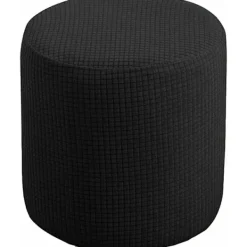 Sittpuffar>Mjukt jacquard ottoman pufföverdrag med elastisk botten i svart, 30x30cm