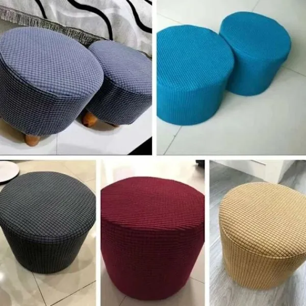 Sittpuffar>Mjukt jacquard ottoman pufföverdrag med elastisk botten i svart, 30x30cm