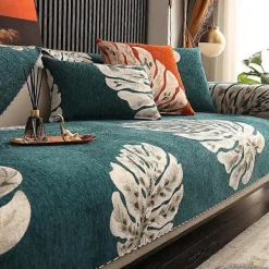 Soffor>Modern Chenille Jacquard Sofföverdrag Vardagsrum Halkfri Soffhandduk Soffkudde L-formad Hörnsoffmatta Sittdyna Heminredning mörkgrön 45x45cm pillowcase | Fyndiq