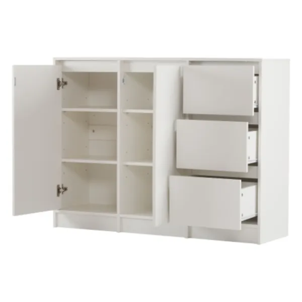 Sideboards>Modern skänk med lådor och hylla | Mångsidig förvaring i vitt