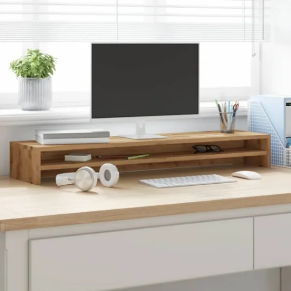 vidaXL Tv-Bänkar>Monitorstativ hantverksmässig ek 100x24x13 cm konstruerat trä