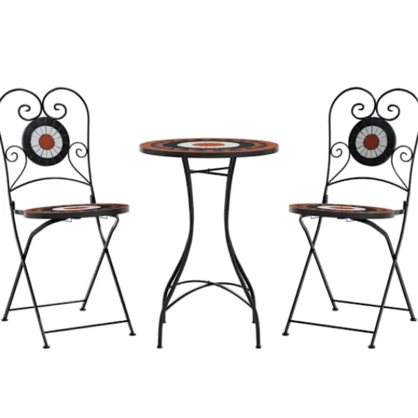vidaXL Balkongmöbler>Mosaikbord terrakotta och vit järn och keramik