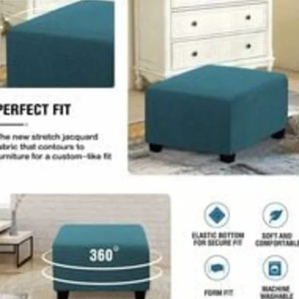 Sittpuffar>(mörkblå) Stretch Slipcovers, Square Spandex Fabric Slipcovers