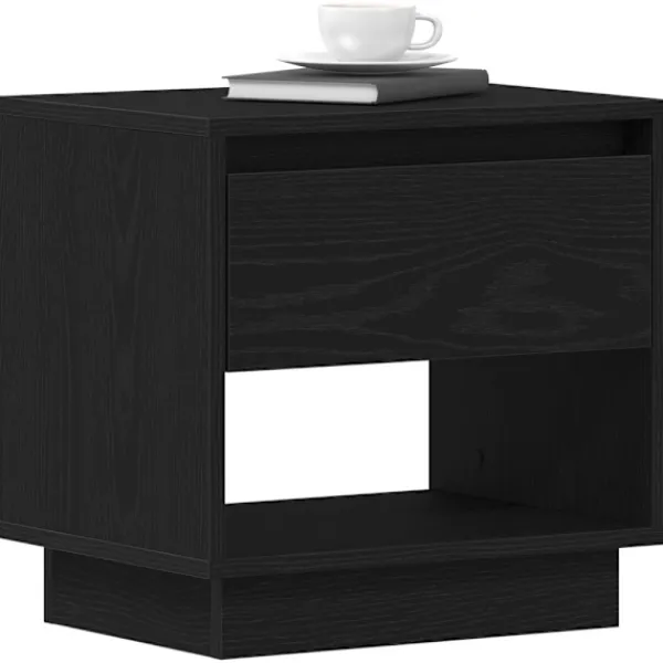 vidaXL Sängar>Nattduksbord med låda Svart Ek 45 x 34 x 44 cm Konstruerat trä