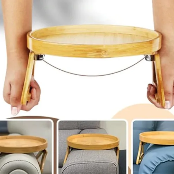 Småbord>Naturlig bambu soffa Armstöd Clip-on bricka 25*25cm
