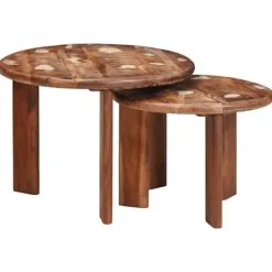 vidaXL Småbord>Nesting Kaffe Bord 2 pcs Flerfärgsdesign Massivt återvunnet trä