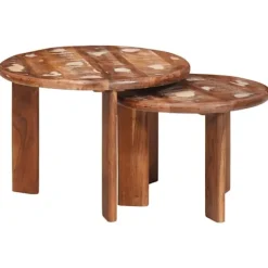 vidaXL Småbord>Nesting Kaffe Bord 2 pcs Flerfärgsdesign Massivt återvunnet trä