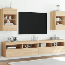 vidaXL Tv-Bänkar>Nástenné skrinky s LED osvetlením pre TV 2 st sonoma-ek 40x30x60,5 cm