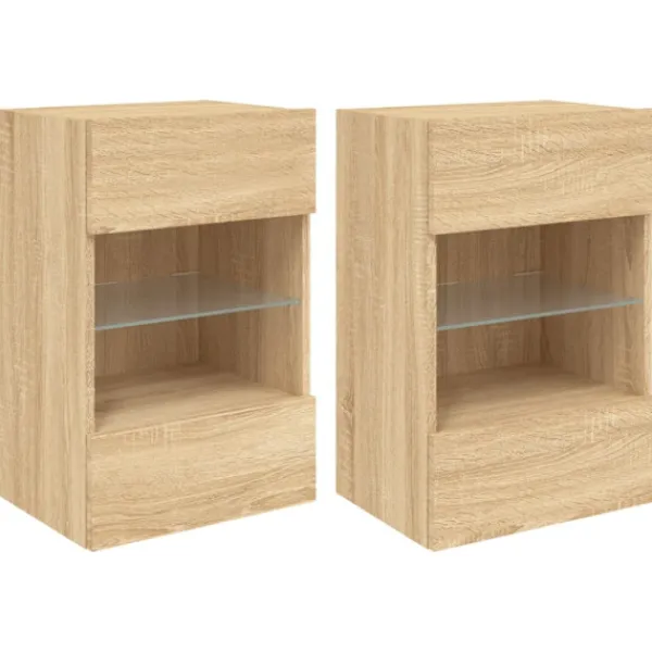 vidaXL Tv-Bänkar>Nástenné skrinky s LED osvetlením pre TV 2 st sonoma-ek 40x30x60,5 cm