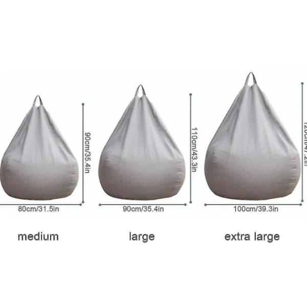 Sittsäckar>Ny Design Extra Stor Bönpåse Stol Soffaöverdrag Inomhus Lat Lounger För Vuxna Barn Hotsale! utan fyllning Grå 90 * 110cm zdq,Endast Soffaöverdrag
