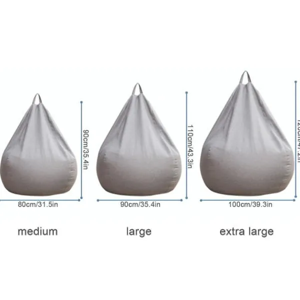 Sittsäckar>Ny design extra stora sittpuffar Sofföverdrag inomhus La Lounger för vuxna barn Bästsäljare Hög kvalitet Khaki 90 * 110cm