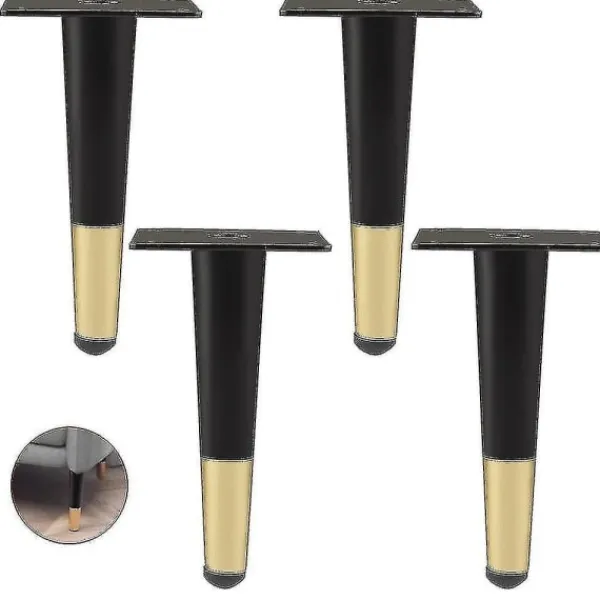 Sideboards>Ny uppsättning 2023 med 4 möbelben, raka sofaben, bordsben Skåpben, sängben i metall Svart guld WELLNGS Svart guld 20cm 20cm