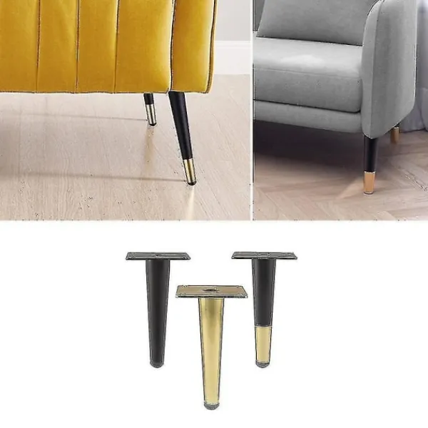Sideboards>Ny uppsättning 2023 med 4 möbelben, raka sofaben, bordsben Skåpben, sängben i metall Svart guld WELLNGS Svart guld 20cm 20cm
