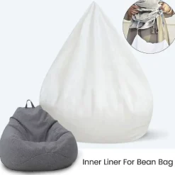 KOOLMEI Sittsäckar>Nytt innerfoder för Bean Bag Chair Coer Stor Lättstädad Soffsits 100x120cm