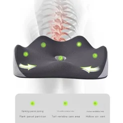 Stolar>Ortopedisk Sittdyna, Sittkudde, Bekväm Sittdyna i Memory Foam, Ergonomisk Kontorsstolsdyna (Svart)-XF32-