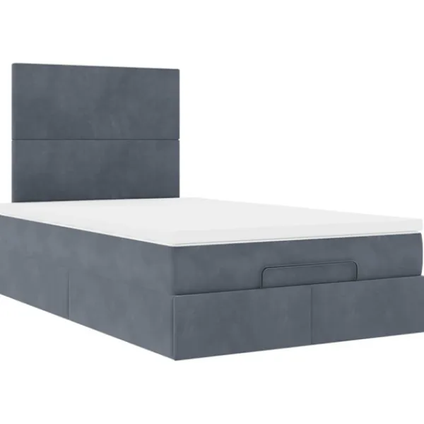 vidaXL Sängar>Ottoman sängram med madrasser mörkgrå 120x190 cm sammet