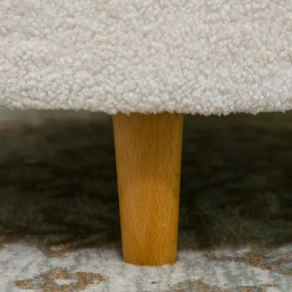 Northio Sittpuffar>Ottomansk Pall Med Förvaringsutrymme, Rund Ottoman Med Fällbart Lock, Träben, Modern, För Vardagsrum, Sovrum, Vit, Ø56 X 42 Cm