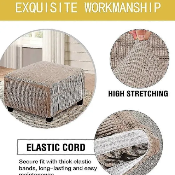 Sittpuffar>Ottomanöverdrag, Jacquard Rektangulära Pallöverdrag, Mjuk Elastisk Botten Halkfri Gåva