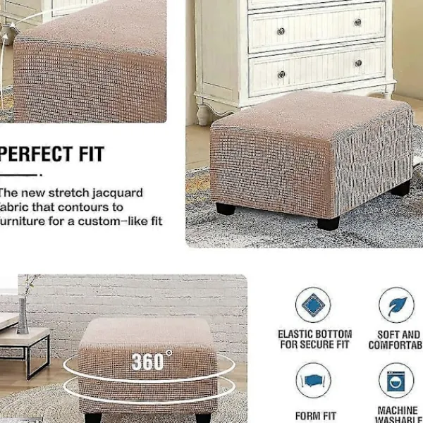 Sittpuffar>Ottomanöverdrag, Jacquard Rektangulära Pallöverdrag, Mjuk Elastisk Botten Halkfri Gåva