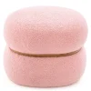 Northio Sittpuffar>Oval pall med halkfria fotkuddar Vadderad dressingpall gjord av Sherpa rosa 44 x 35 x 35 cm