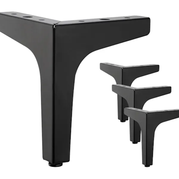 Soffbord>4-pack 10 cm svarta metallmöbelben - för skåp, soffa, soffbord