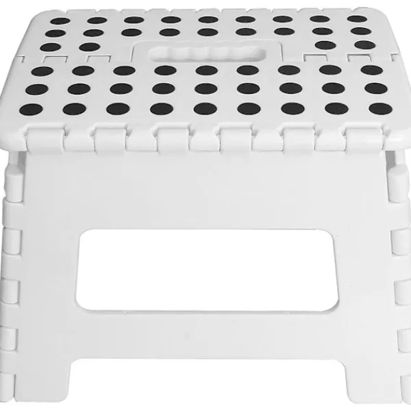 Superp Pallar>(1-pack) 9" hög pall - Rymmer 300 lbs - Lättviktsbar trapppall i plast för barn, kök, badrum och vardagsrum (vit)