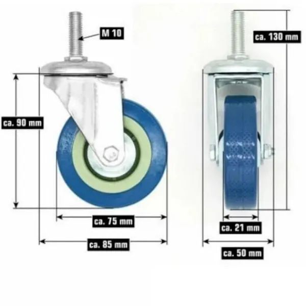 Stolar>4-pack 360° Möbelhjul 75mm M10 Kraftiga Svängbara Hjul