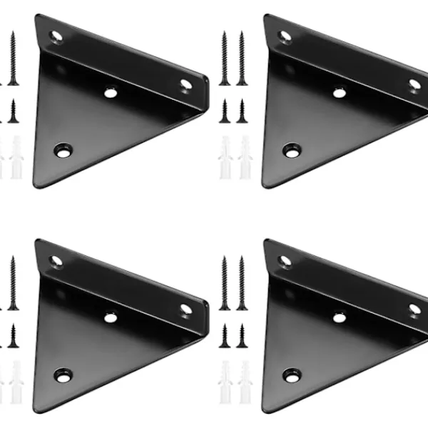 Hyllor>4-pack flytande hyllkonsoler, osynliga triangulära väggkonsoler, dolda väggkonsoler för hyllor, svart