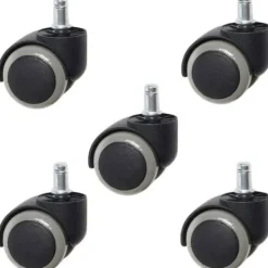 Kontorsmöbler>5-pack hjul, tysta universella kontorsstolsrullar, stolhjul, för stolhjul hårda golv, rullande hjul (grå)-FM-
