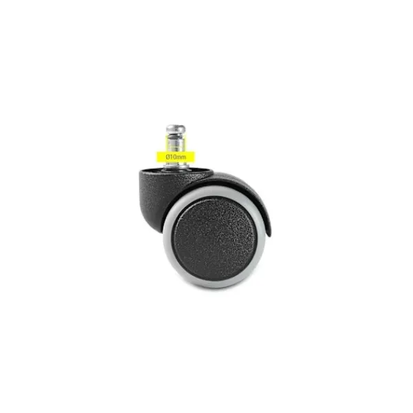Kontorsmöbler>5-pack, hårda golvhjul för kontorsstol, set = 5 hjul för skrivbordsstol, svart, stiftstorlek 10mm, diameter 50mm