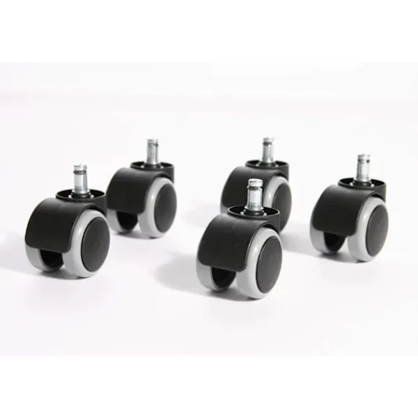 Kontorsmöbler>5-pack, hårda golvhjul för kontorsstol, set = 5 hjul för skrivbordsstol, svart, stiftstorlek 10mm, diameter 50mm