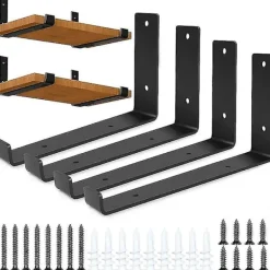 Hyllor>4-pack Hyllkonsoler med Skruvar, Robusta Rustika Konsoler, Industriella Järnhyllor - för Massiva Väggar Vardagsrum Kök【HY】