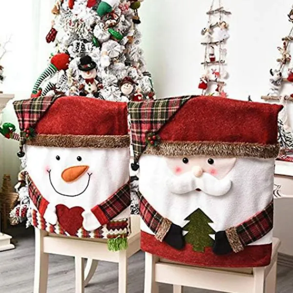 Stolar>2-pack julstolsöverdrag, tomte &- avtagbart stolsöverdrag julhem
