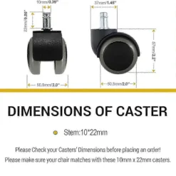 Kontorsmöbler>5-pack kontorsstolshjul, passar IKEA-stol (10 mm x 22 mm), kraftiga