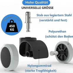 unbranded Kontorsmöbler>5-pack kontorsstolsrullar 11 mm / 22 mm ersättningshjul för hårda golv till spelstolar, snurrstolar, skyddar golvet