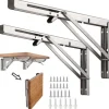 Hyllor>2-pack Kraftiga Infällbara Fällbara Hyllkonsoler Rostfritt Stål 12 Tum 300mm Väggmonterad Maximal Belastning 60kg 132lb för Garage Arbetsbänk