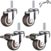 AIZHENCHEN Kontorsmöbler>4-pack M8 x 15 mm gängade svängbara hjul med bromsar, 50 mm tysta styrhjul för inomhusmöbler, 360-graders rotation, 2 bromsar