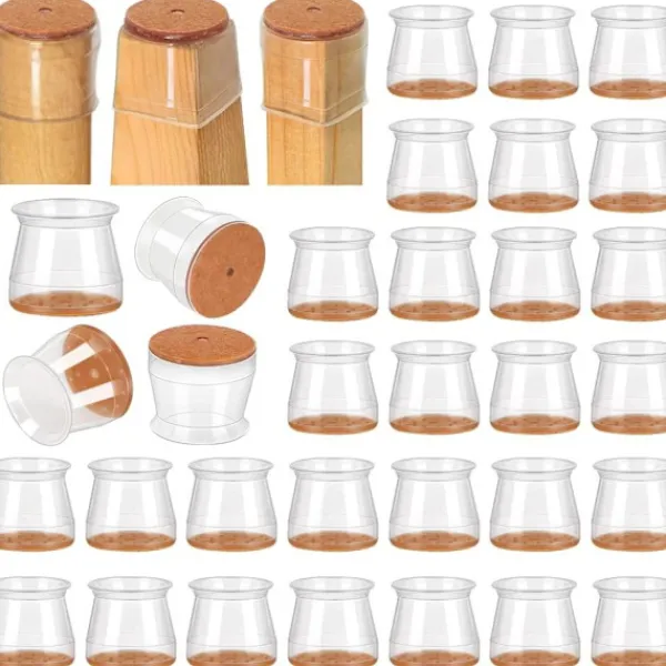 Stolar>32-pack Möbeltassar Tyst silikon massivt trä stolsfotmatta stolsbenskydd hölje tjocka slitstarka benskydd elastiska bord stolsfothölje