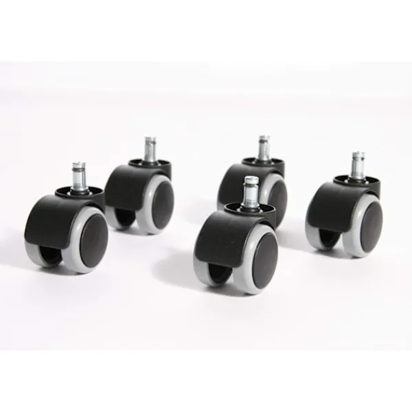 Kontorsmöbler>5-pack Rullset, Hårdgolvsrullar för Kontorsstol, Rullset 5 Hjul för Skrivbordsstol, Svart, Stiftstorlek 10mm, Diameter 50mm