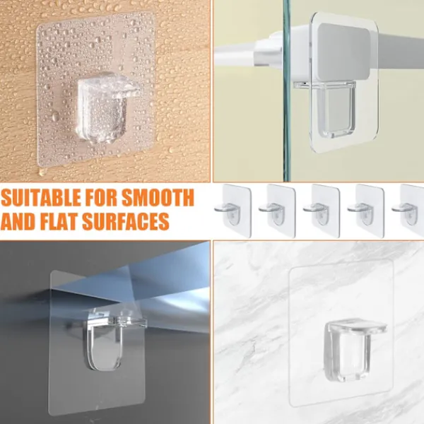 Hyllor>24-pack självhäftande hyllstöd, 6 x 6 cm hyllstöd, transparenta D'é